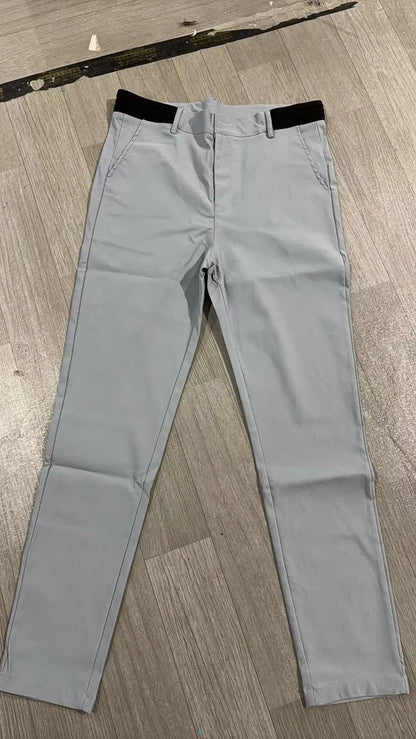 Casual Suit Pants Mens City Work Cotton Trousers Breathable Elastic Waist Pants Spring Autumn Solid Color Slim Versatile Pants