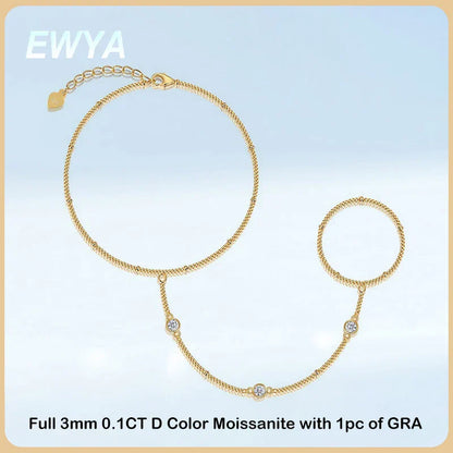 3mm Round Bezel Moissanite Bracelets for Women 14-21cm Adjustable Chain GRA Certified s925 Silver Diamond Bubble Bracelet