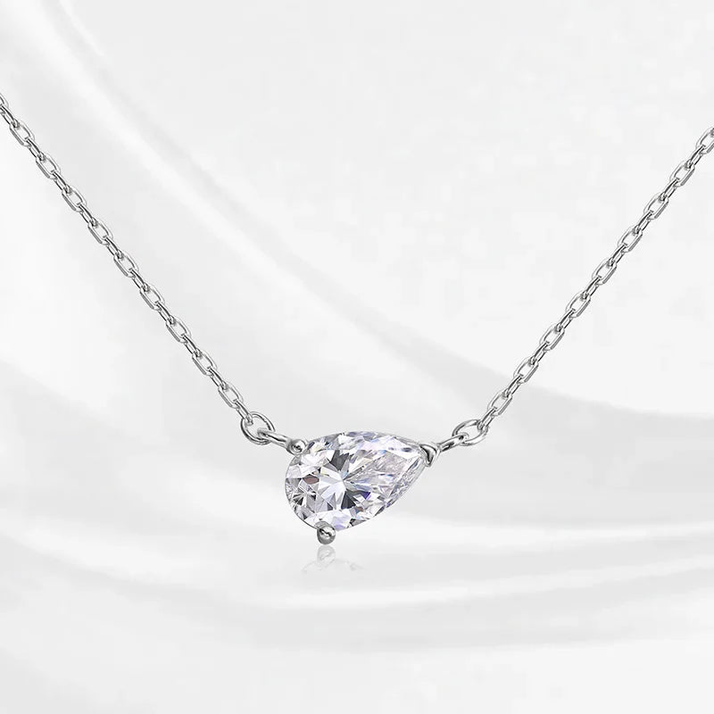 18k Plated 1CT 2CT 3CT Pear Cut Moissanite Necklace for Women Classic Lab Diamond Pendant GRA  Sterling Silver 925 Chain