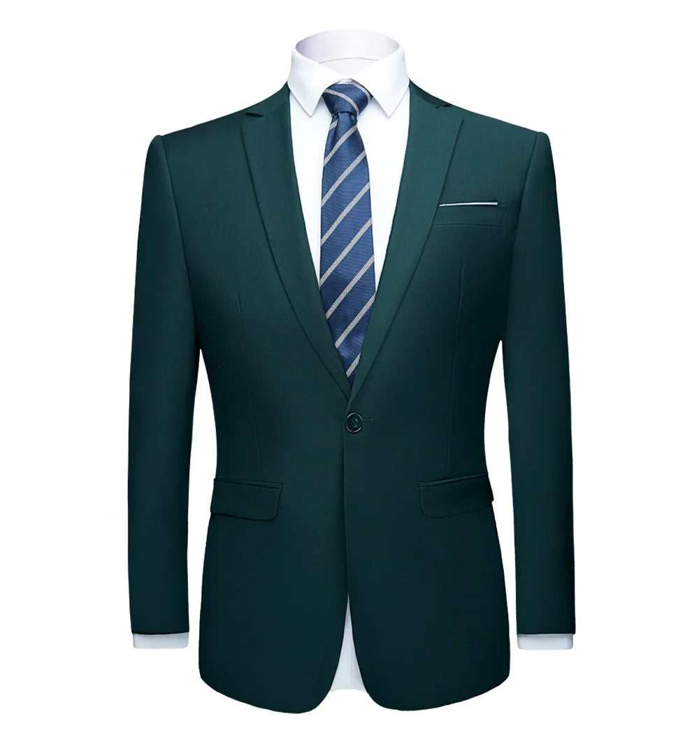 2026 Men's Green Suit Jacket, Single Button V-Neck Coats, Suitable for Wedding/Party/Business/Work/Interview Asian Size Blazer