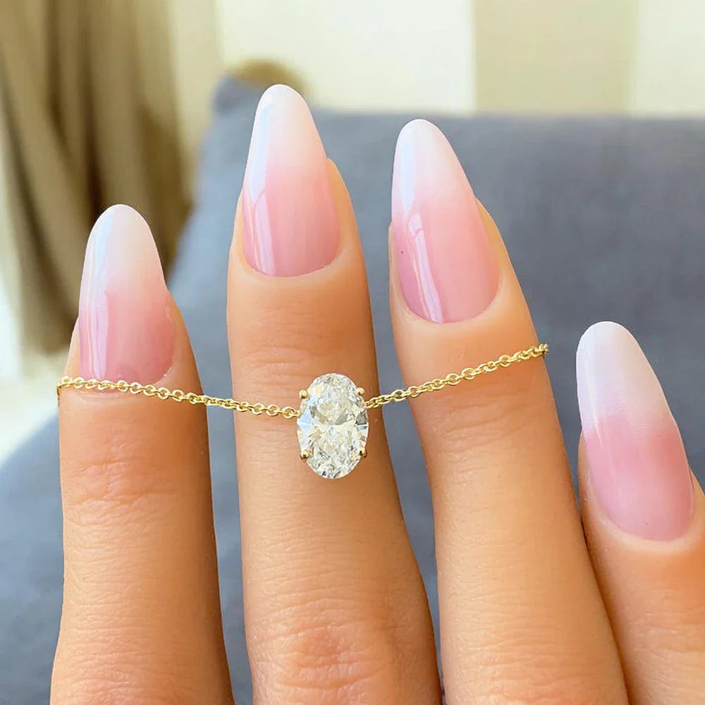 1/2/3carat Solitaire Oval Cut Moissanite Diamond Pendant for Women 18kYellow/Rose Gold Plated S925 Silver Minimalist Neck Chain
