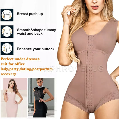 Fajas Shapewear for Women Hook And Eye Closure Breast Support Tummy Control Body Shaper Slimming Sheath Flat Belly