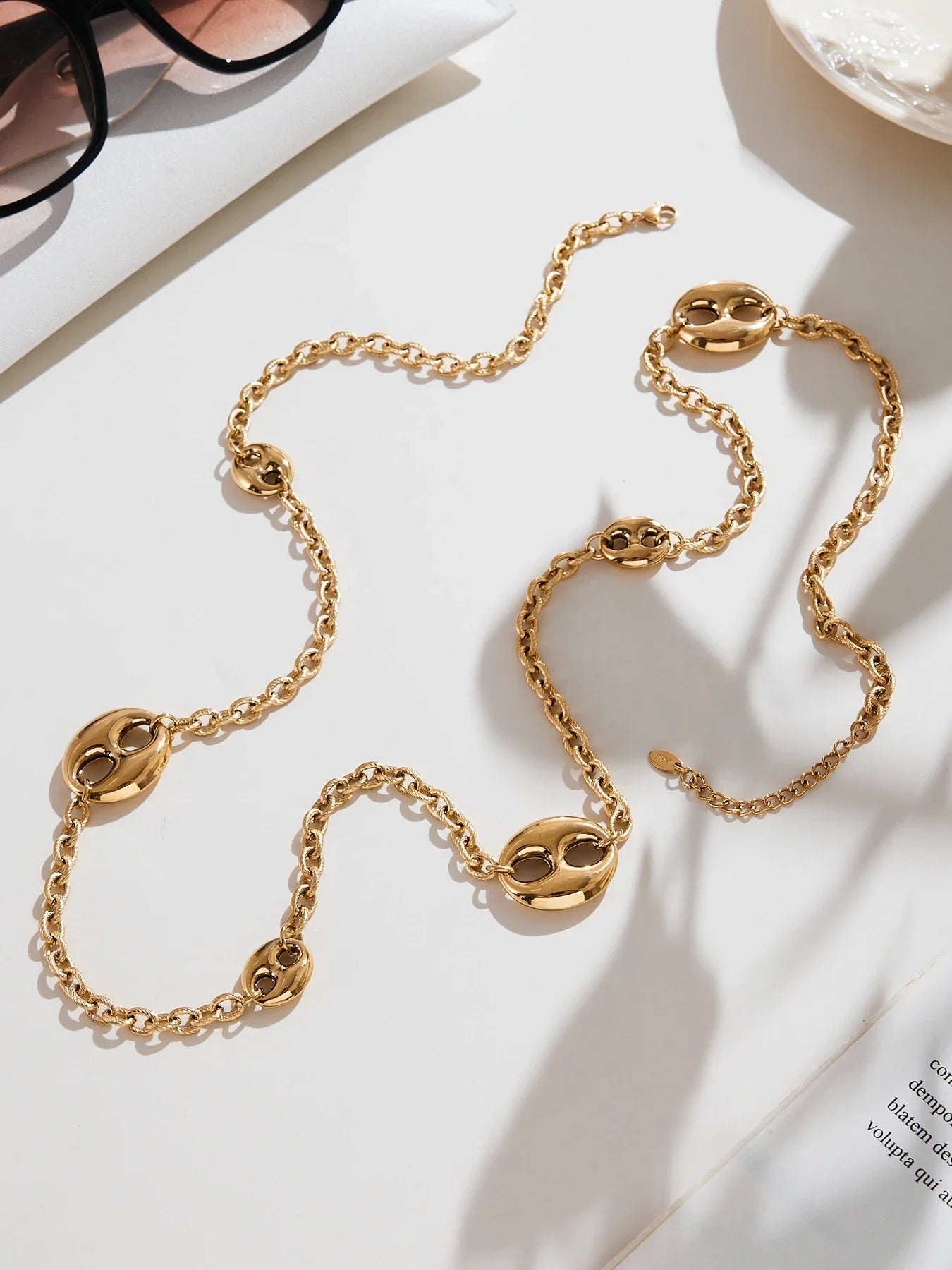 Nivora Chunky Pig Nose Ring Sweater Chain Necklaces for Women Stainless Steel 18K PVD Gold Plated Collar Choker Jewelry Gifts