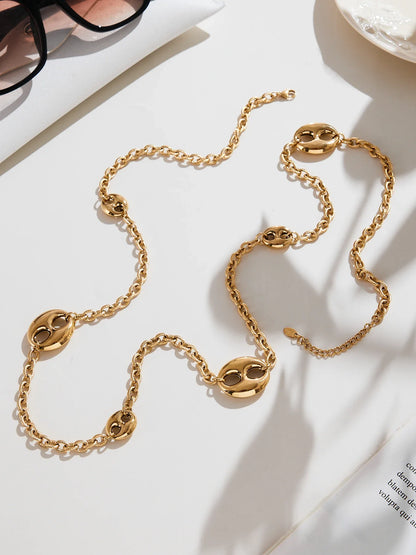 Nivora Chunky Pig Nose Ring Sweater Chain Necklaces for Women Stainless Steel 18K PVD Gold Plated Collar Choker Jewelry Gifts