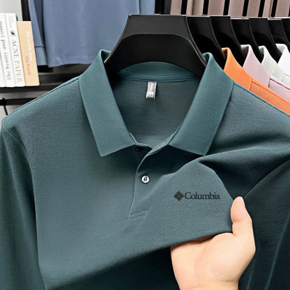 High end brand Polo shirt long sleeved fashionable printed men's top spring 100% cotton skin friendly comfortable casual T-shirt
