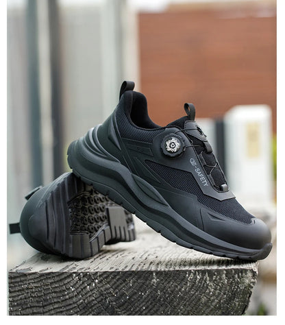 Large Size 48 Men's Summer Safety Shoes Rotating Button Work Sneakers Steel Toe Shoes Puncture-Proof Protection Shoes Security