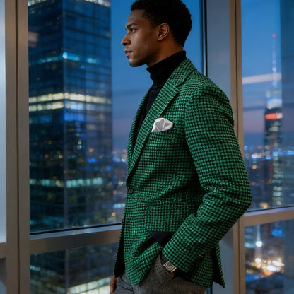 Men's Camel Velvet Blazer with Leather Patchwork Slim Fit Formal Casual Tuxedo Jacket Two-Tone Business Suit Coat