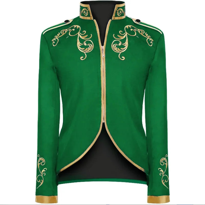 British Style Men Embroidered Flower Suit White / Blue / Red Male Wedding Dance Party Coat Singer Stage Performance Dress Blazer