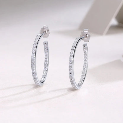 Trendy D Color Full 1.2mm 0.7cttw Moissanite Hoop Earrings For Women Girl S925 Silver Pass Diamond Test Earring Ear Buckle