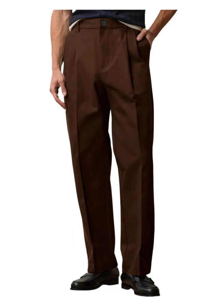 Men's Wide Leg Pants  Loose Fit Straight Leg Suit Trousers High Waist Pleated Business Office Formal Casual Men's Dress Pants