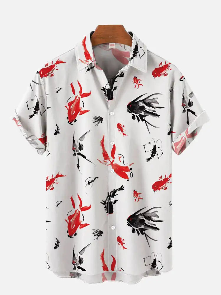 Men's Shirt Dragon Print Casual Daily Tops 3D Printing Short Sleeve Shirt Summer  Fashion Unisex Hawaiian Samurai Cat Shirts