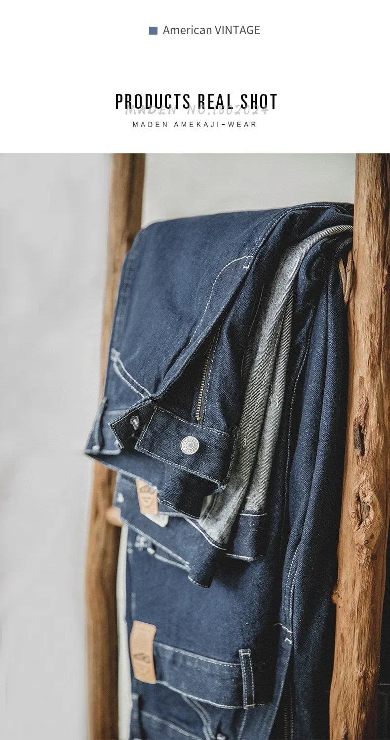 Wide Leg Pants 11.5 Oz Dark Blue Jeans Oversize Pants For Men Size 28 To 36 Baggy Jeans Loose Straight Trousers Workwear