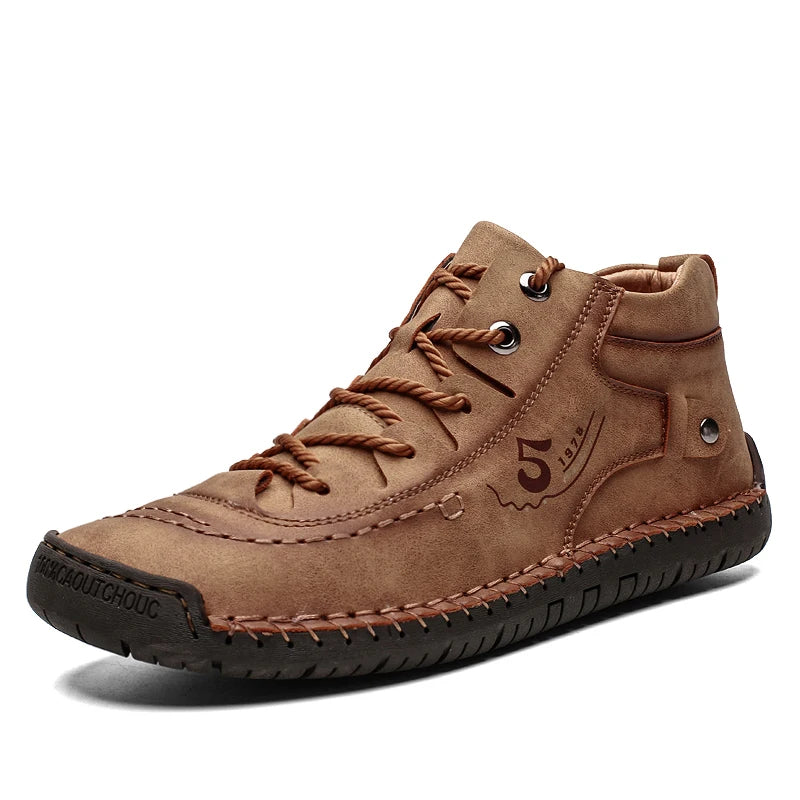 New Large-Sized 100% Cowhide Men's Boots Fashionable Casual Thick-Soled Breathable Men's Leather Shoes Outdoor Sports Chelsea