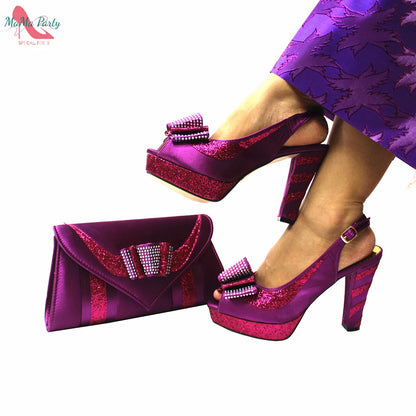 2021 Specials Design Black Color Nigerian Women Shoes and Bag Set High Quality Slingback Sandals with Appliques for Wedding