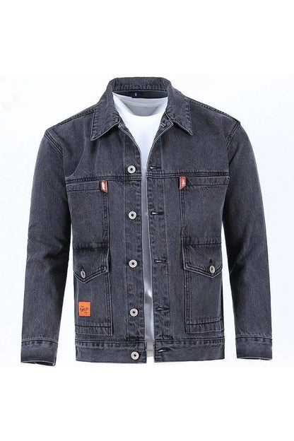Men's Workwear Denim Jacket Spring Autumn Winter Large Size Trendy Brand Versatile Youthful Style Long Sleeve Button Decor