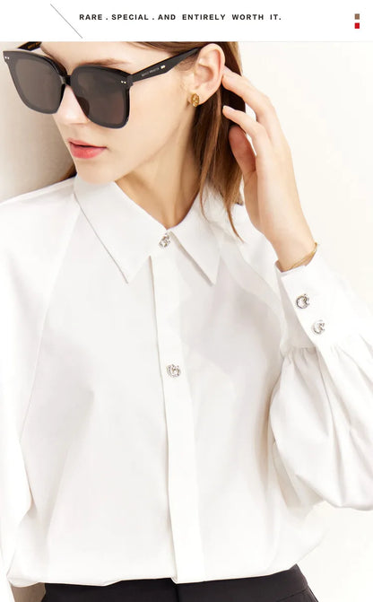 Minimalism Shirt Women 2025 French Puff Sleeve Business Shirts Female Blouse Urban Style Elegant Fashion Top 12241003