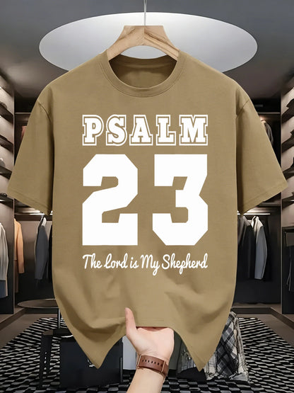 Psalm Number 23 Printing T-Shirt Men Cotton Crewneck T Shirts Summer Loose Basics Clothing Fashion Unisex Retro Short Sleeve