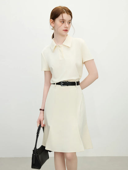 White Mermaid A-Line Skirt 2025 Summer High-Waisted Office Evening Chiffon Tailored Elegance Casual Loose Skirts 25FS12166