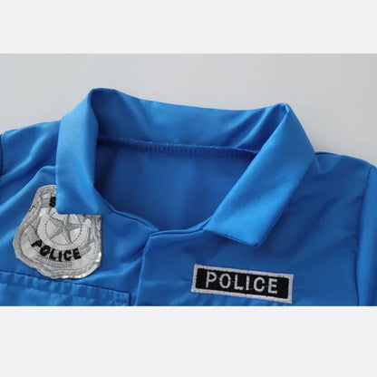 3-12 Years Police Costume Justice Superhero Blue Officer Dress Dressup Costume Halloween Role Play Christmas Birthday Gift Party