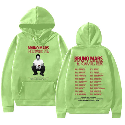 Bruno Mars The Romantic 2026 Tour Hoodie Bruno Mars Sweatshirt Unisex Youth and Adult Tops Concert Outfits High Street Pullover