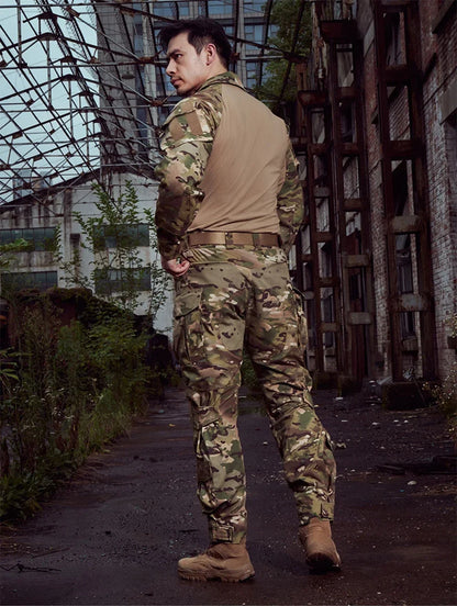 Men Combat Pants With Knee Pads Tactical Cargo Sport Trousers Camouflage Multicam Trekking Hunting Clothes( Not knee pads)