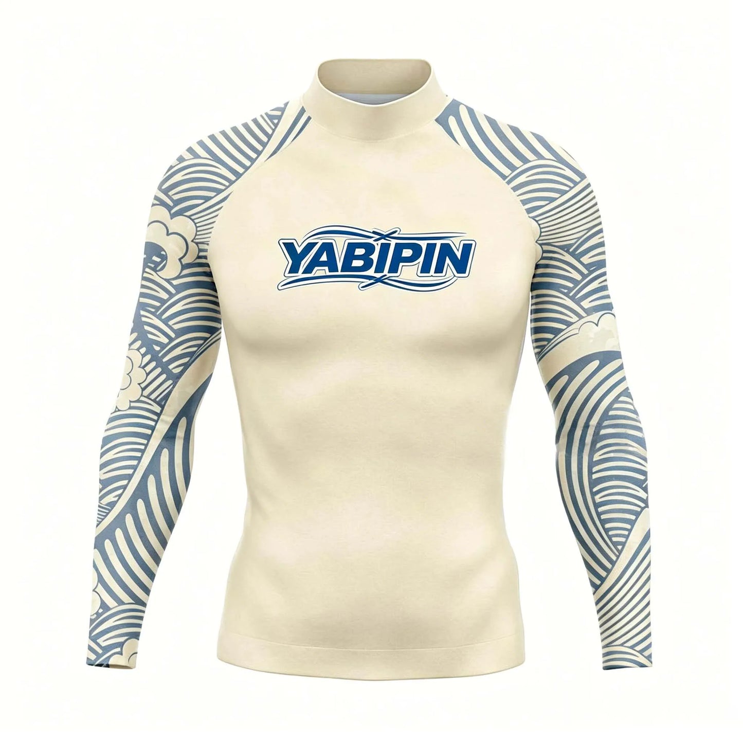 Men's Sun Protective Swim Tee with High Collar – Long Sleeve Surf & Dive Rash Guard, Quick Dry