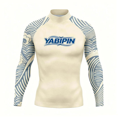 Men's Sun Protective Swim Tee with High Collar – Long Sleeve Surf & Dive Rash Guard, Quick Dry