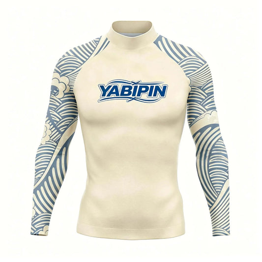 Men's Sun Protective Swim Tee with High Collar – Long Sleeve Surf & Dive Rash Guard, Quick Dry