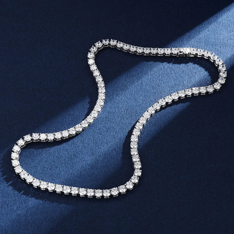 Real 2-5mm Full D Color Moissanite Tennis Neck Chain Necklace for Woman Man 925 Silver GRA Certified Party Bridal Necklaces