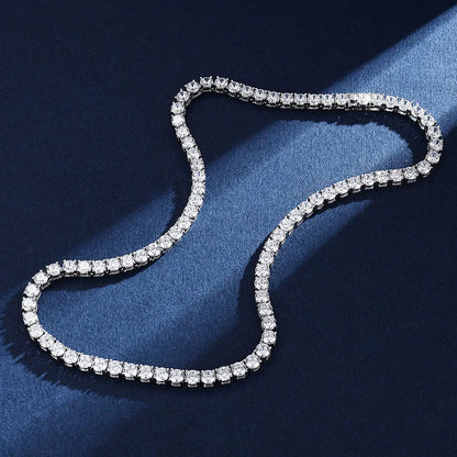 Real 2-5mm Full D Color Moissanite Tennis Neck Chain Necklace for Woman Man 925 Silver GRA Certified Party Bridal Necklaces