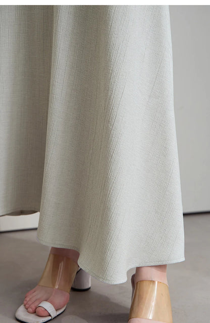 Minimalist Women Skirts Summer Luxur Office Lady  Solid Combination Twill A-line Elegant MIdi Skirt Female Clothing12542278
