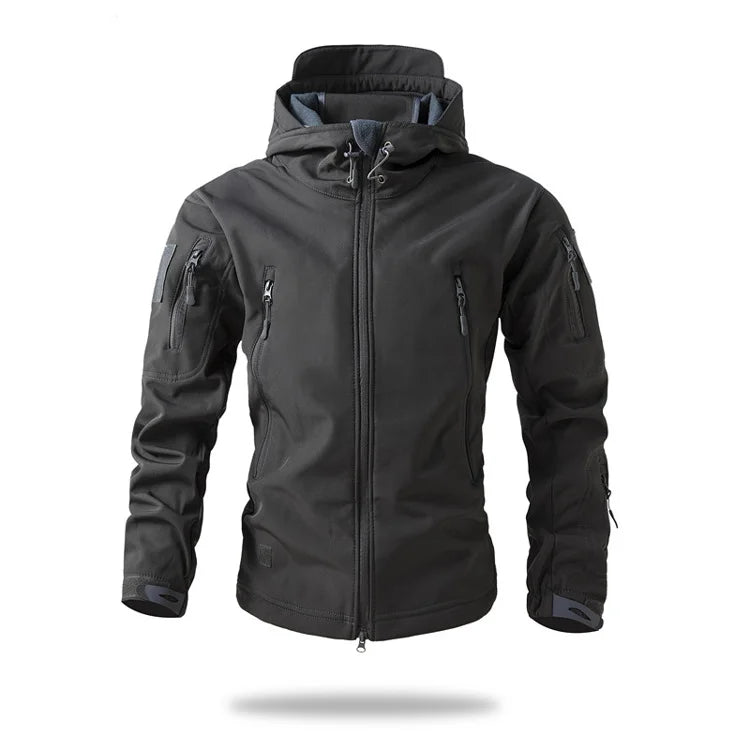 New Soft Shell Tactical Jacket  Men Winter Fleece Hooded Coat Hunting Clothes Outdoor Camouflage CS Tops Waterproof Windproof
