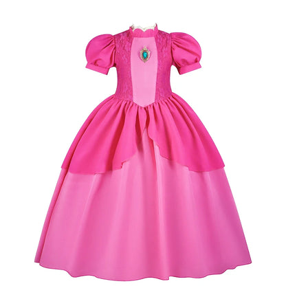 Halloween Peach Girl Peach Cosplay Dress Up Princess Game Role Play 4 Yrs Kid Final Level Peach Costume Movie Elegant Party 2-10