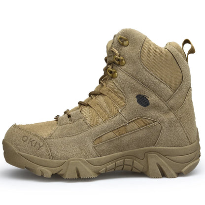 Men Tactical Boots Lace Up Breathable Male Army Boots Desert Boot Climbing Hiking Shoes Safety Unisex Hunting Boots Motorcycle