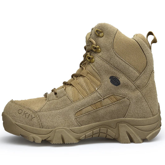 Men Tactical Boots Lace Up Breathable Male Army Boots Desert Boot Climbing Hiking Shoes Safety Unisex Hunting Boots Motorcycle
