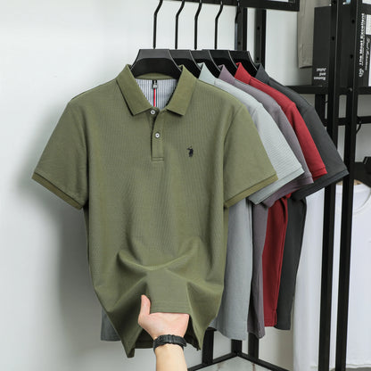 100% pure cotton men's short sleeved summer new golf lapel polo shirt, high-quality designer customized embroidered T-shirt