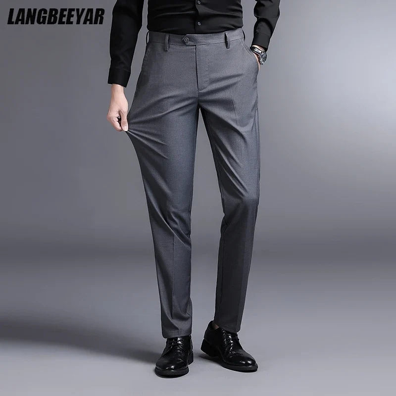 Top Grade New Brand Fashion Relax Fit Suit Pant Office Trousers For Men Dress Pants Business Straight Trousers Men's Clothing