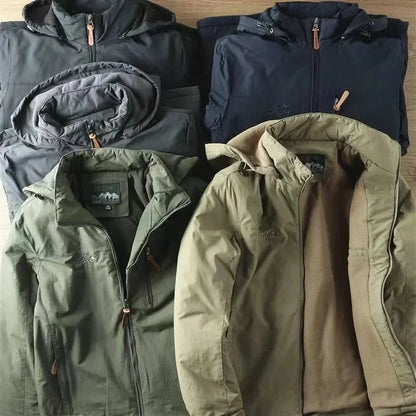 Casual Warm Military Tactical Coat Men Large Size Jacket Autumn Winter Padded Thickened Outdoor Punching Hiking Jacket Men's Top