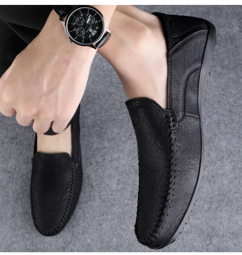 Men's casual leather shoes four seasons plus size soft sole comfort outdoor fashion youth business leather shoes driving shoes