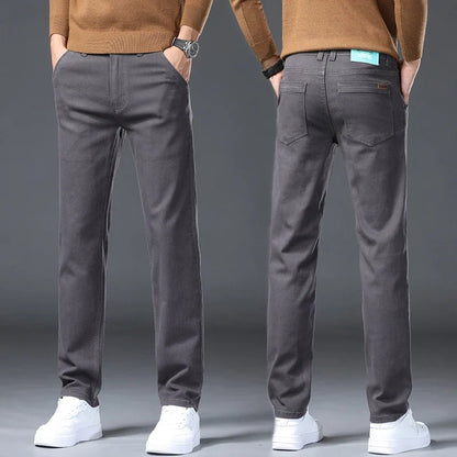 Classic Style 3 Colors Autumn Men's Slim Brown Jeans High Quality Business Casual High Stretch Denim Pants Male Brand Trousers