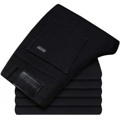 Autumn Black Men Straight Jeans Business Casual Stretch Classic Denim Pants Regular Fit Comfortable Denim Trousers Male