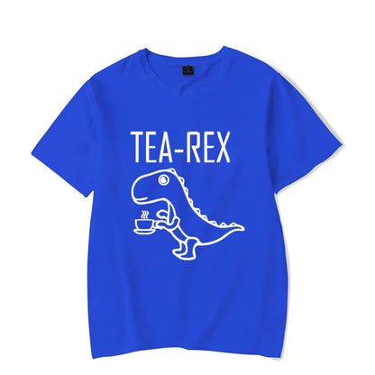 Men Women T-Shirts Tea Rex Funny Dinosaur Drink Coffee T Shirts Fashion Casual TShirt High Quality Streetwear Tops Tee Shirt