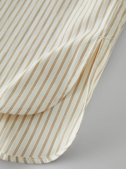 Office Lady French Bow Tie Striped Shirt for Women Spring Loose Fit Shirt College Casual Women Top for Women 25FS11060