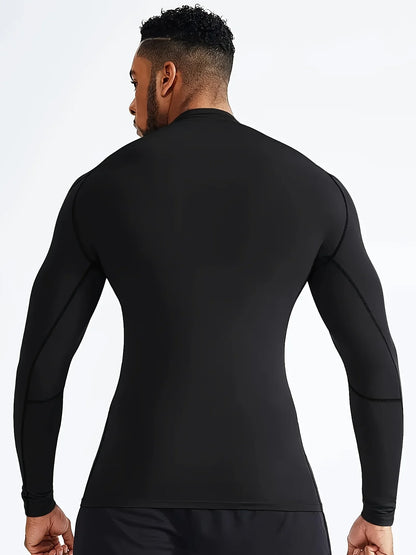 Fitness tight fitting men's long sleeved sports running basketball elastic base shirt with quick absorption and sweat wicking pr