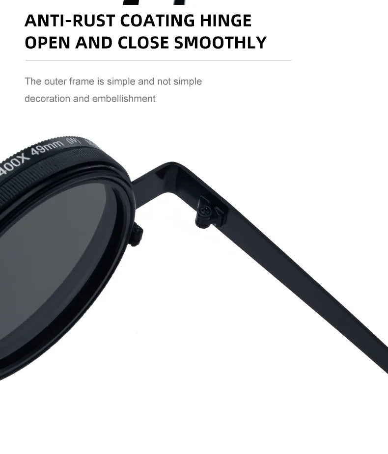 Cycling ND2-400 9 Level Adjustable Dimming Polarized Sunglasses Men Women Fishing Punk Round Glasses Eyeglasses ND Filter