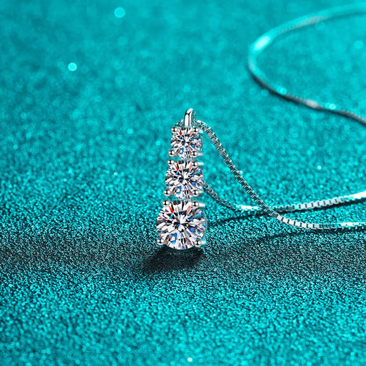 D VVS1 Moissanite Diamond Necklace for Woman Wedding Jewely with GRA 925 Sterling Sliver Plated 18k White Gold Necklace