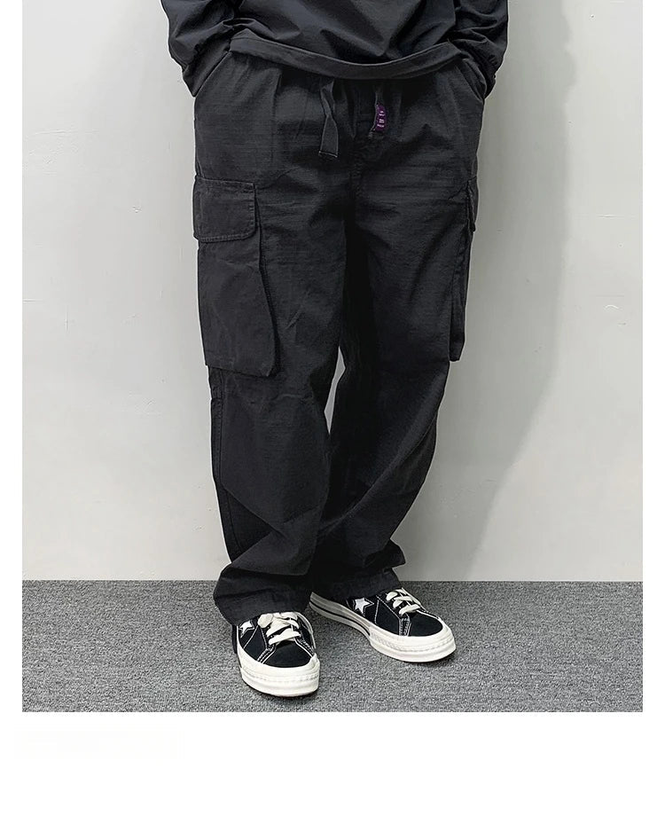 High Quality Cotton Cargo Pants Mens Clothing Plus Size Casual Pants Japanese Harajuku Casual Tactical Joggers Baggy Trousers