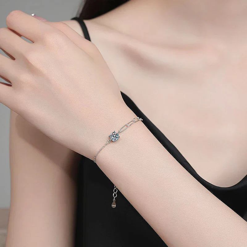 Dainty Full 2/2.5/3mm D Color Moissanite Diamond Link Bracelet for Woman 925 Silver Plated 18k Adjustable Chain Bracelets