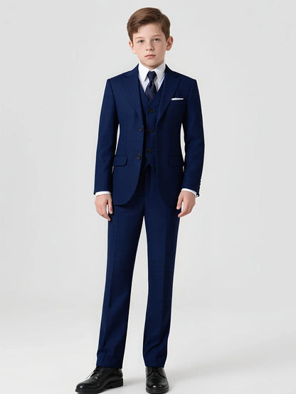 Boys Suits 4-Piece Jacket Vest Pants Tie Random Teen Dress Wedding Performance Prom Formalwear Classic Slim Elegant Age 2-16Y