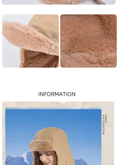 Russian Hat Soft Fur Lined Trapper Earflap Cap Windproof Autumn Winter Hats for Men Women Snow Ski Russian Cap Bomber Hat